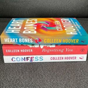 Set of 3 Colleen Hoover fiction books, Heart Bones, Confess, Regretting You